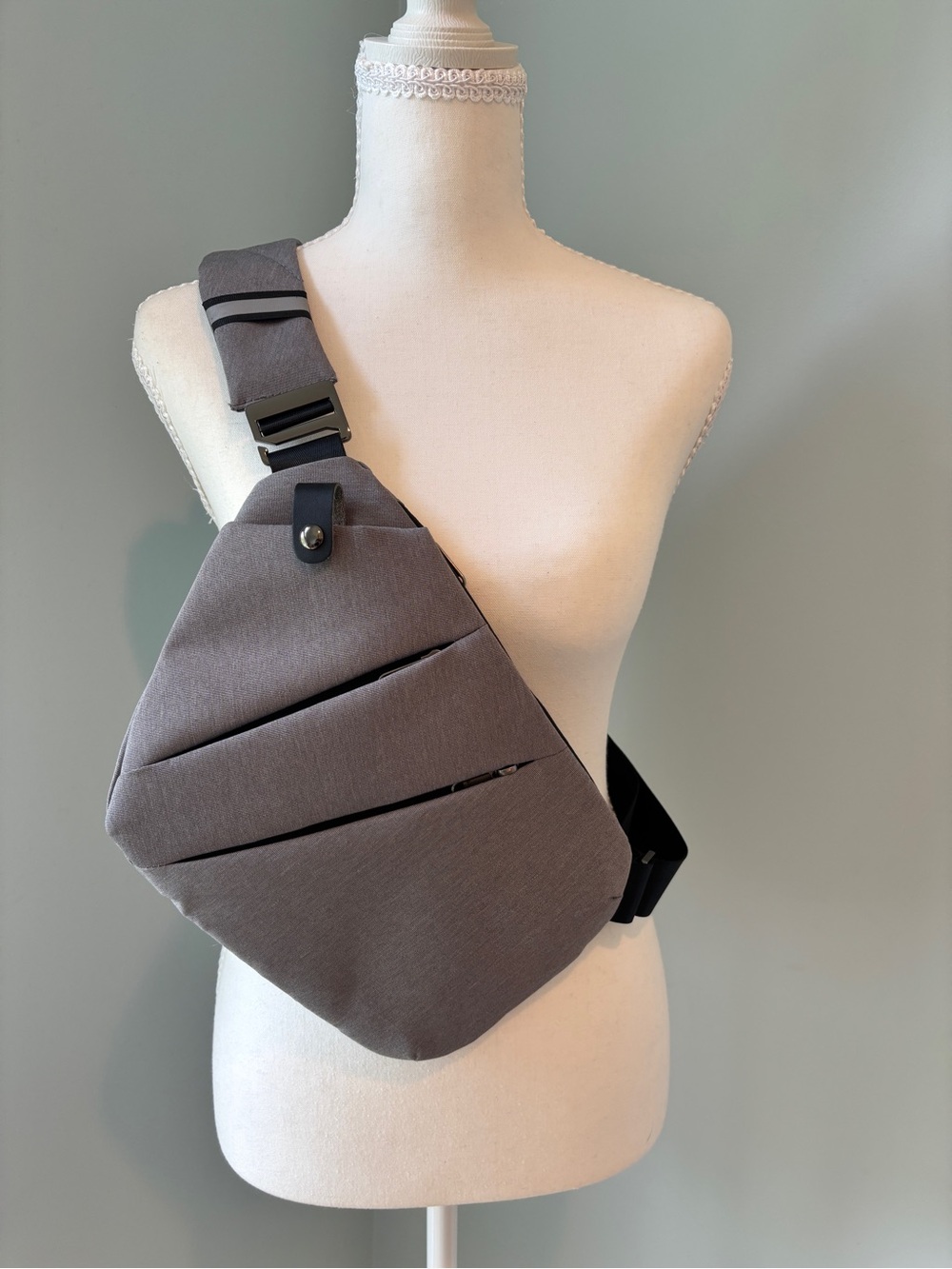 Gray Crossbody Sling Travel Bag